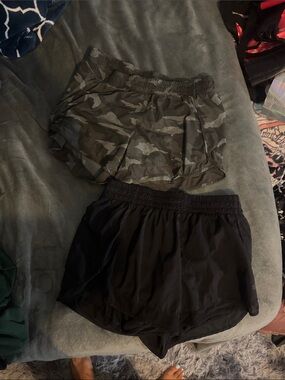 Athleta Camo Print and Black Athletic Shorts